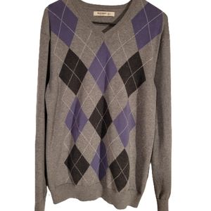 OLD NAVY MENS VNECK GRAY & PURPLE SWEATER